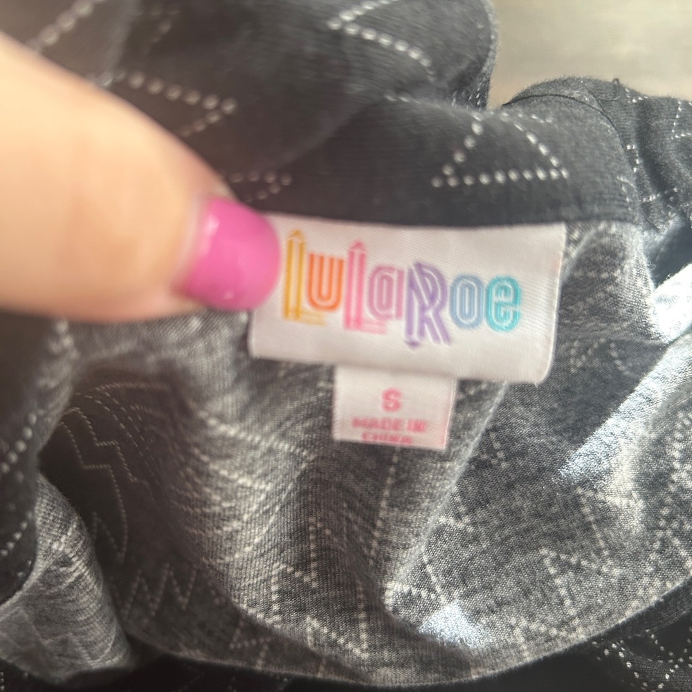 Lularoe Black And White Patterned Button Down Dre… - image 4